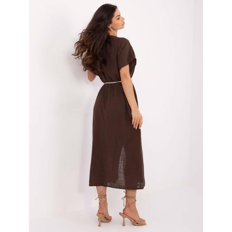 Sötétbarna, fényes ruha zsebekkel OCH BELLA