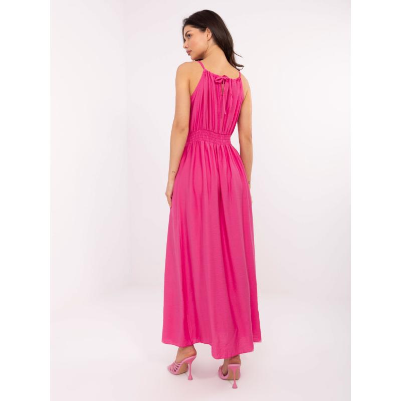 Fuchsiové maxi šaty s rozparkem