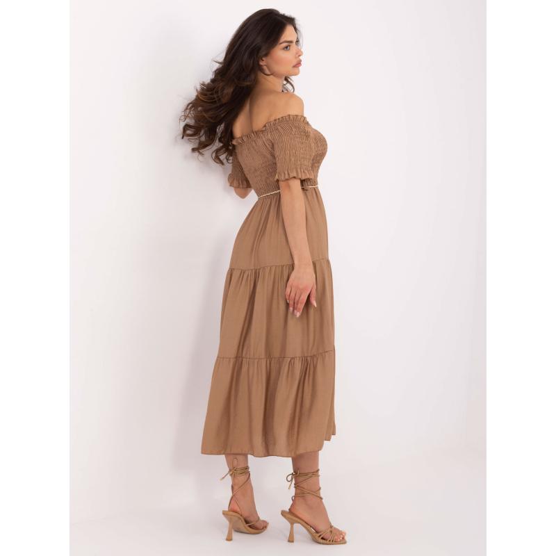 Velbloudí midi španělské šaty s viskózou
