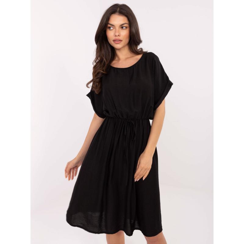 Černé letní šaty se zavazováním v pase