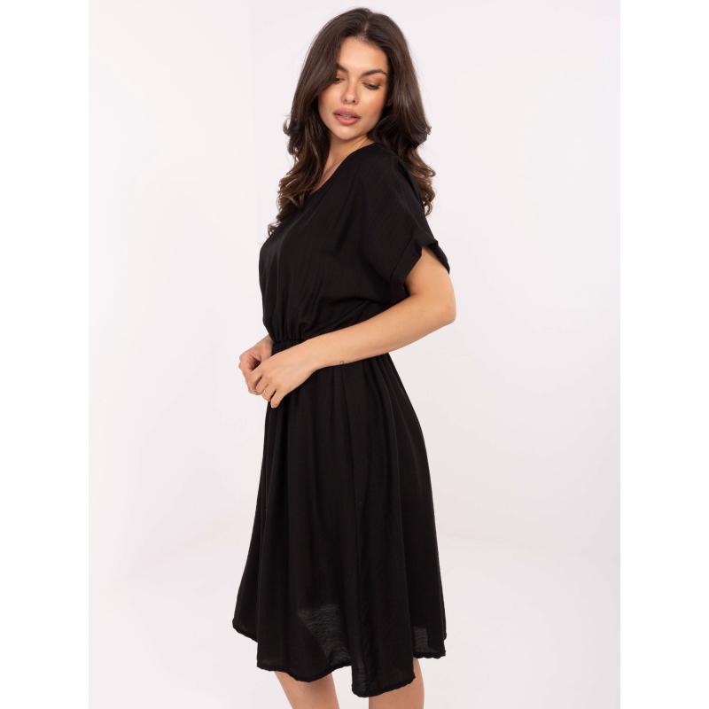 Černé letní šaty se zavazováním v pase
