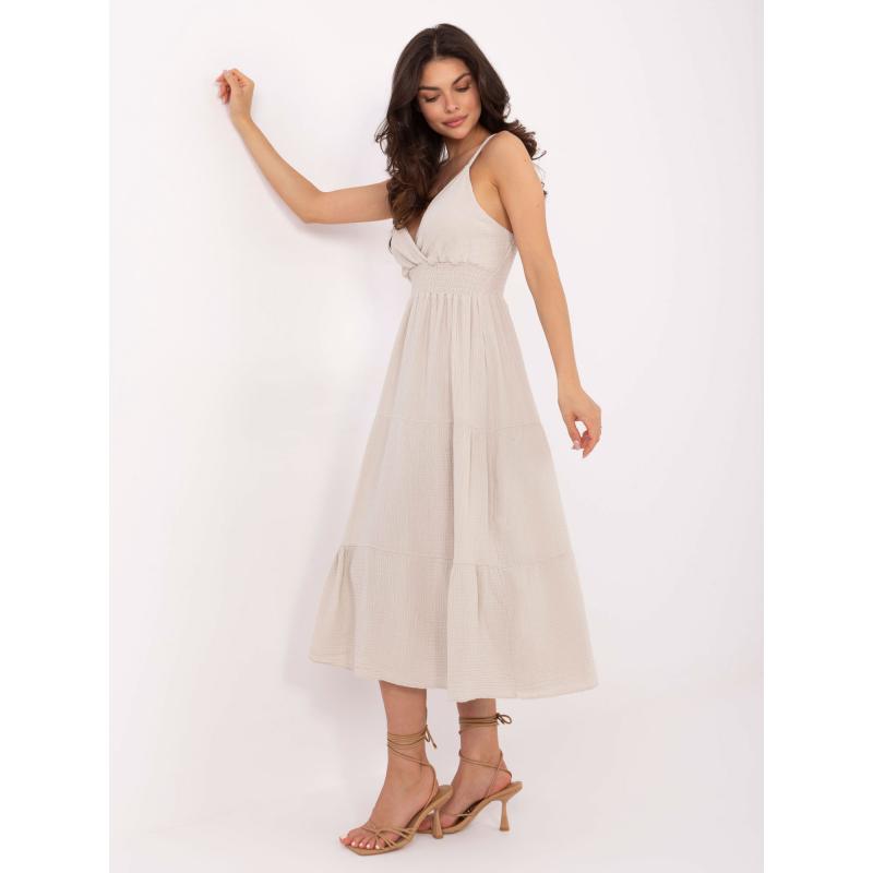 Muszlin ruha pántokkal bézs