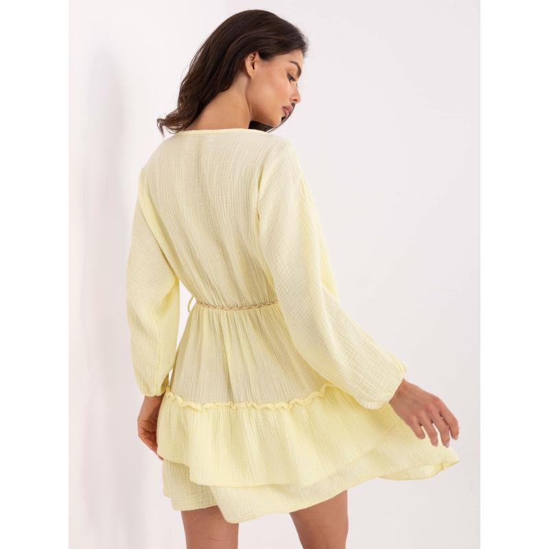 Mušelínové šaty s knoflíky světle žluté