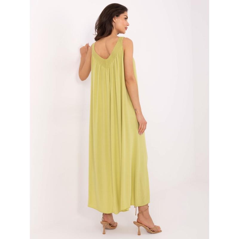 Lime zöld hosszú pánt nélküli ruha OCH BELLA