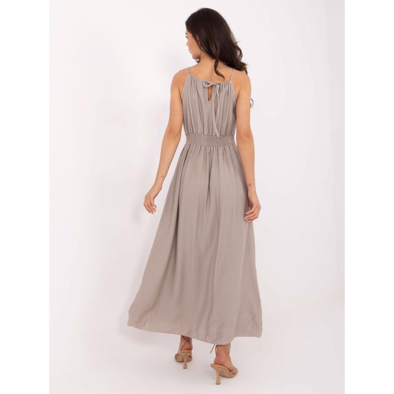 Tmavě béžové rozevláté šaty na léto