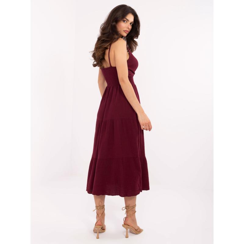 Muszlin ruha bordeaux színű, borotva nyakú