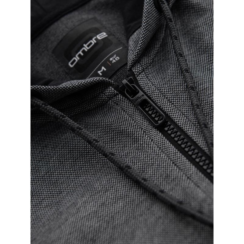 Pánská mikina s kapucí a jemnou strukturou – černá V1 OM-SSZP-0191