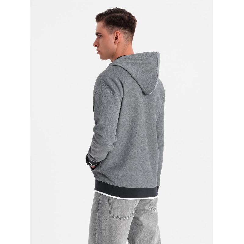 Pánská mikina s kapucí a jemnou strukturou – černá V1 OM-SSZP-0191