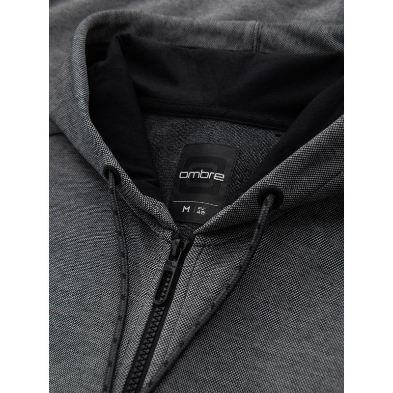 Pánská mikina s kapucí a jemnou strukturou – černá V1 OM-SSZP-0191