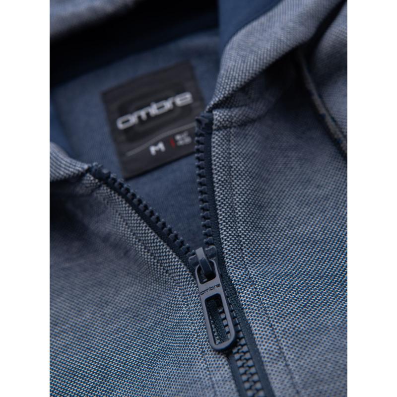 Pánská mikina s kapucí a jemnou strukturou – tmavě modrá V2 OM-SSZP-0191