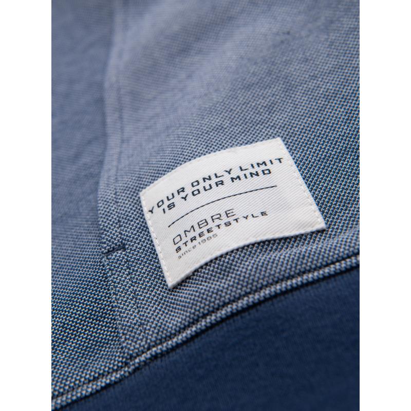 Pánská mikina s kapucí a jemnou strukturou – tmavě modrá V2 OM-SSZP-0191