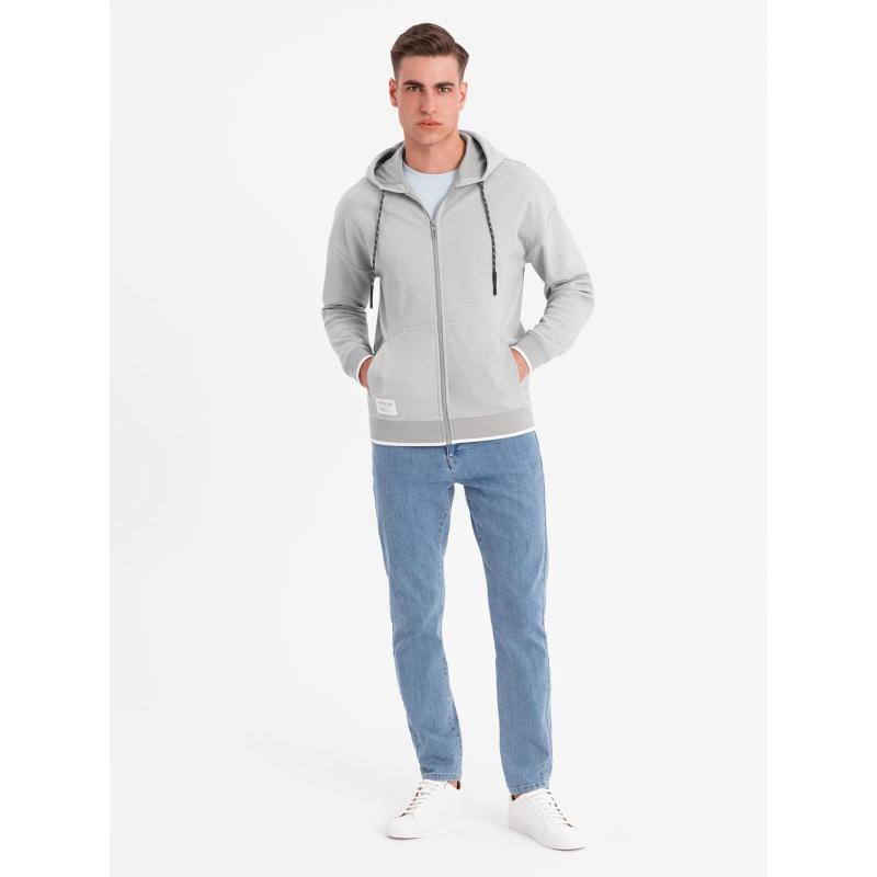 Pánská mikina s kapucí a jemnou strukturou – šedá V4 OM-SSZP-0191