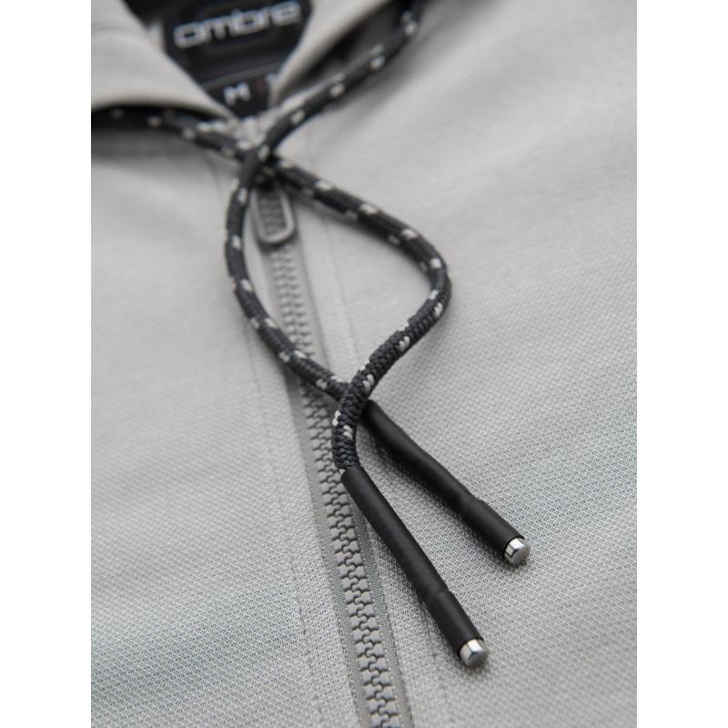 Pánská mikina s kapucí a jemnou strukturou – šedá V4 OM-SSZP-0191