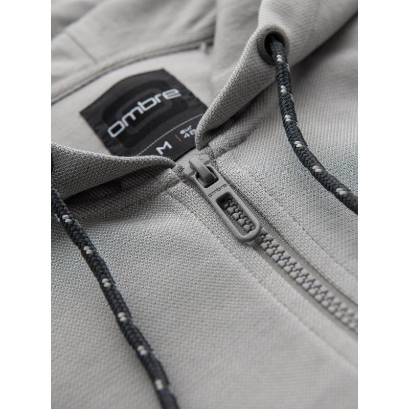 Pánská mikina s kapucí a jemnou strukturou – šedá V4 OM-SSZP-0191