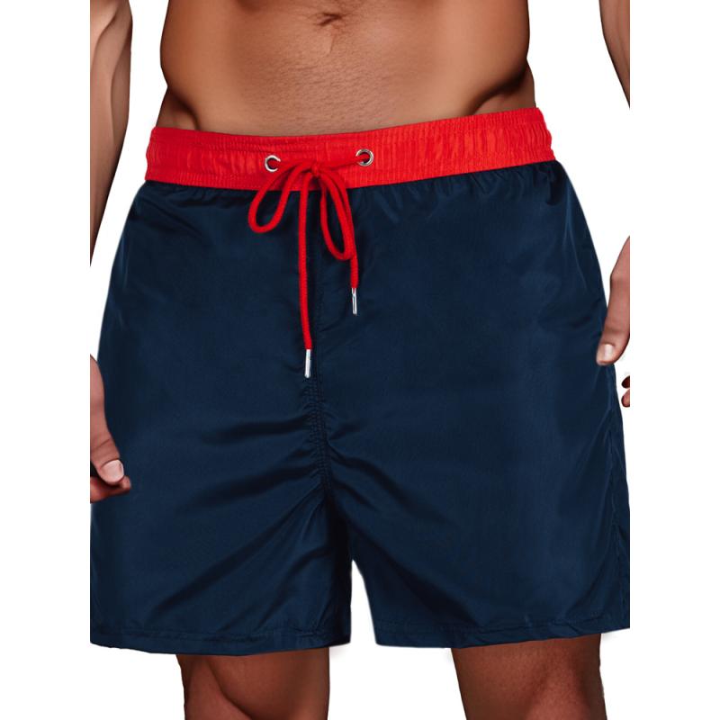 Pánské plavecké šortky námořnická modř a červená