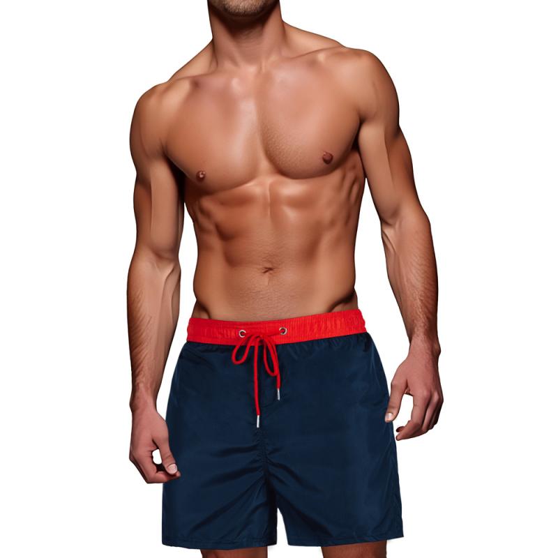 Pánské plavecké šortky námořnická modř a červená