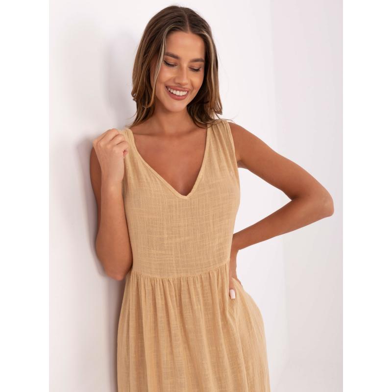 Ujjatlan, teveszínű maxiruha OCH BELLA