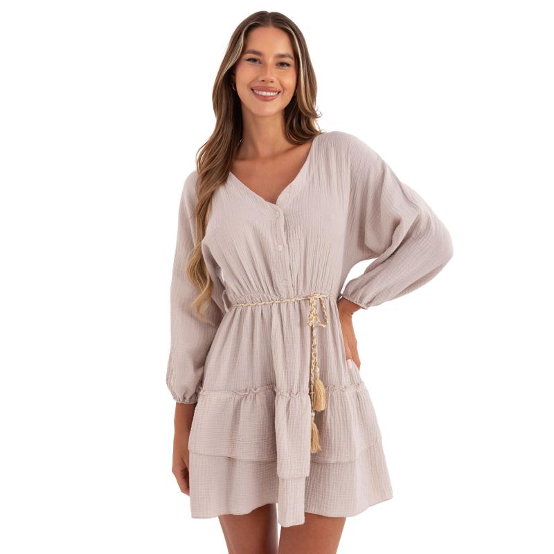 Bézs boho muszlin ruha