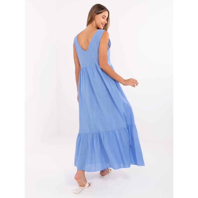 Modré maxi šaty s volánem OCH BELLA