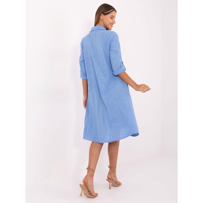 Modré asymetrické košilové šaty OCH BELLA