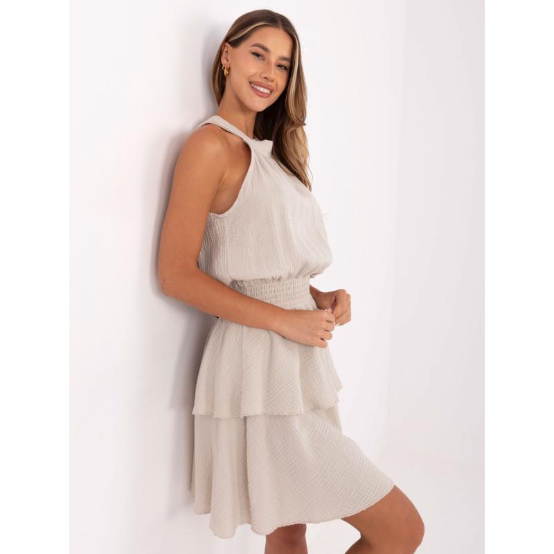 Béžové rozevláté šaty z mušelínu