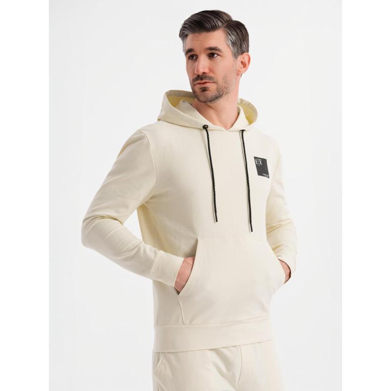 Pánská mikina s kapucí + tepláky – krémová V2 Z107