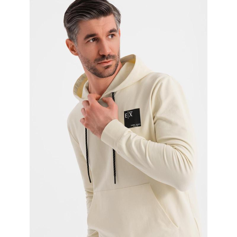 Pánská mikina s kapucí + tepláky – krémová V2 Z107