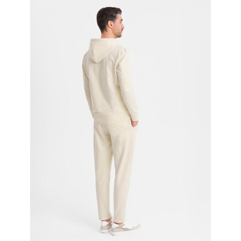 Pánská mikina s kapucí + tepláky – krémová V2 Z107