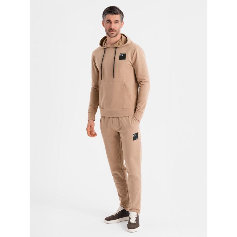 Pánská mikina s kapucí + tepláky – hnědá V3 Z107