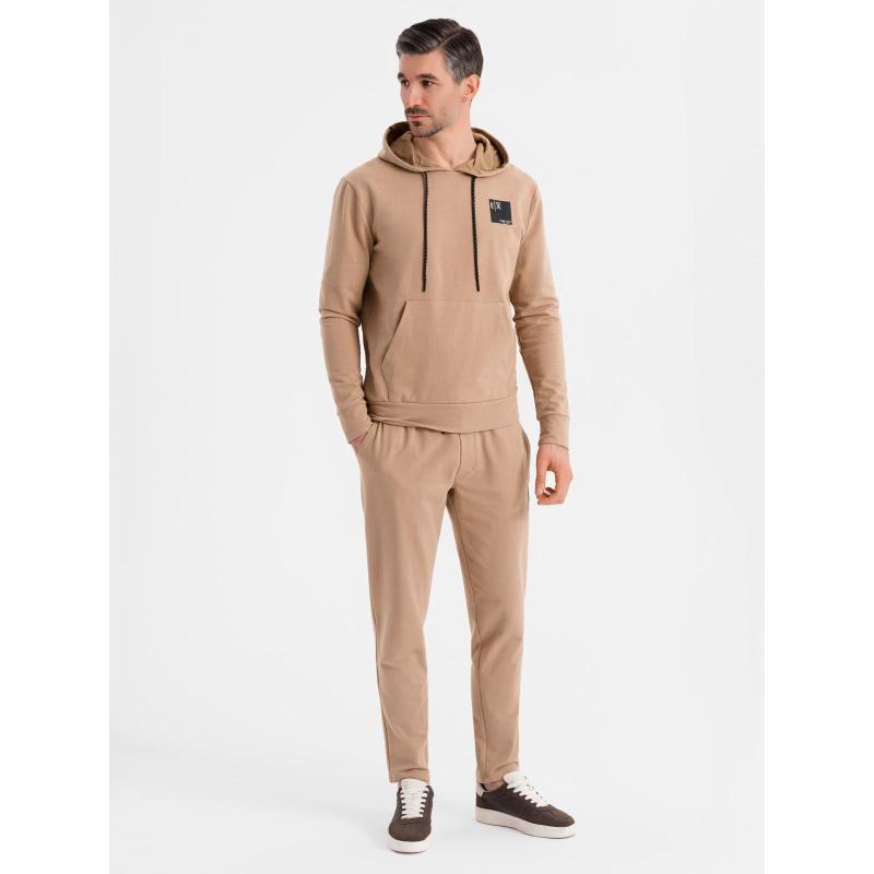 Pánská mikina s kapucí + tepláky – hnědá V3 Z107