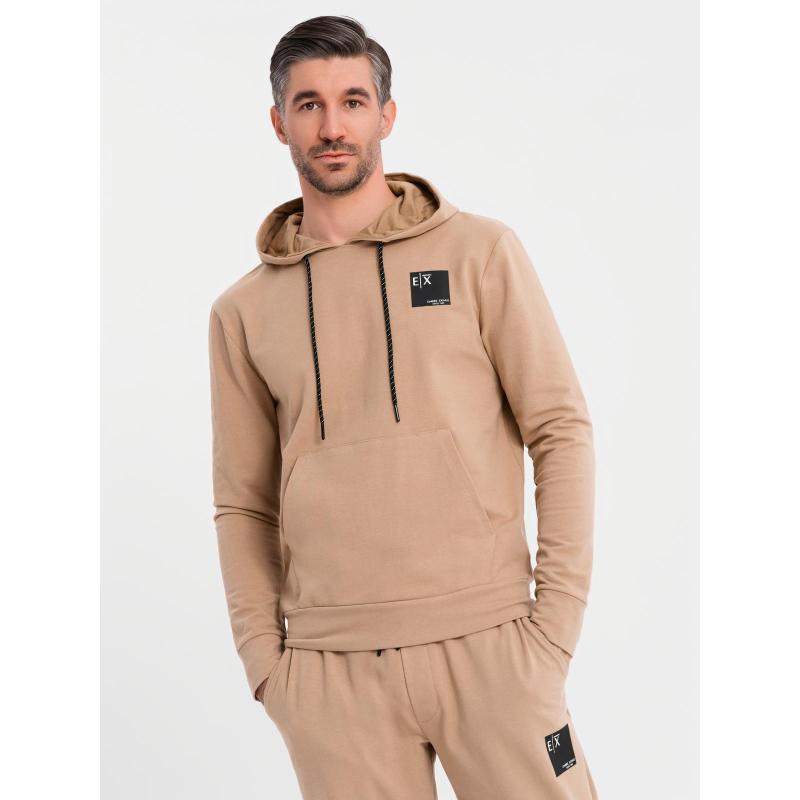 Pánská mikina s kapucí + tepláky – hnědá V3 Z107