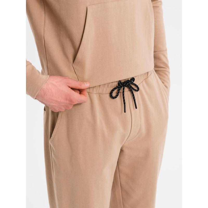 Pánská mikina s kapucí + tepláky – hnědá V3 Z107