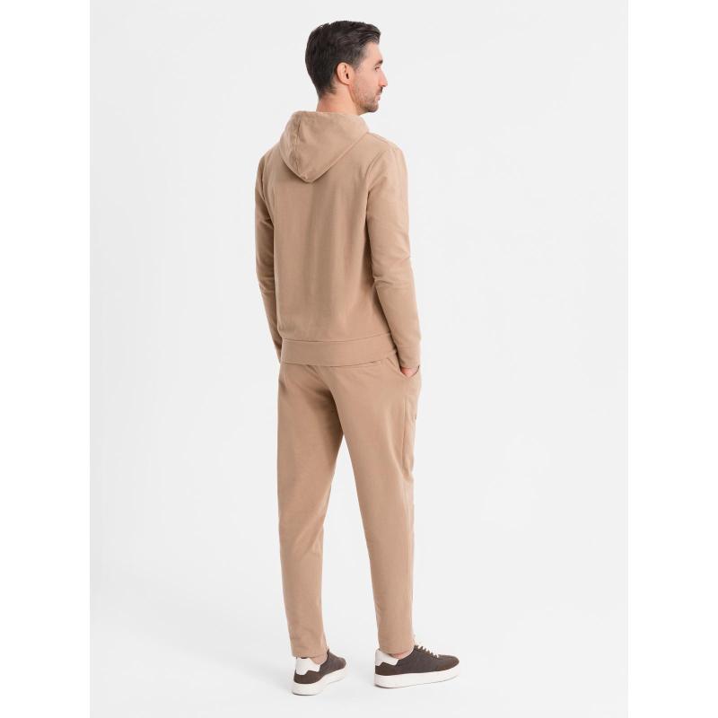 Pánská mikina s kapucí + tepláky – hnědá V3 Z107