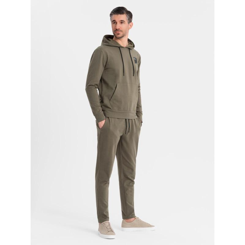 Pánská mikina s kapucí + tepláky - olivová V4 Z107