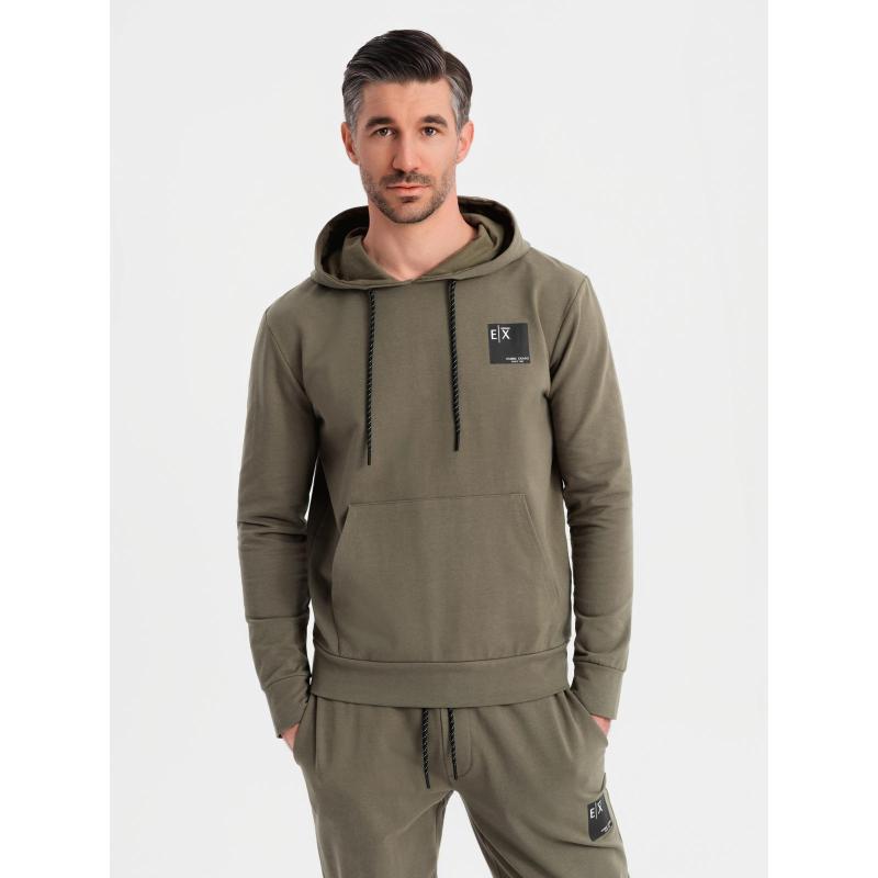 Pánská mikina s kapucí + tepláky - olivová V4 Z107