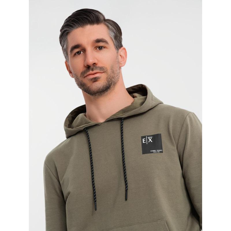 Pánská mikina s kapucí + tepláky - olivová V4 Z107