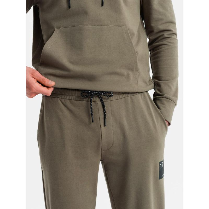 Pánská mikina s kapucí + tepláky - olivová V4 Z107