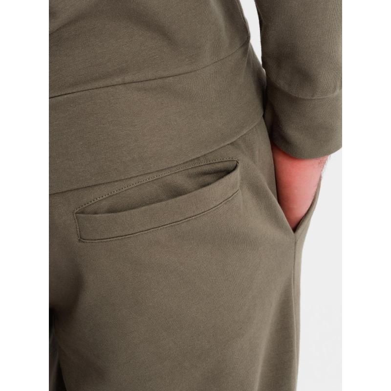 Pánská mikina s kapucí + tepláky - olivová V4 Z107