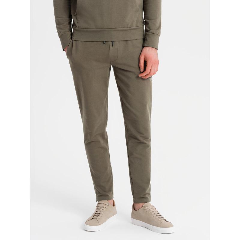 Pánská mikina s kapucí + tepláky - olivová V4 Z107