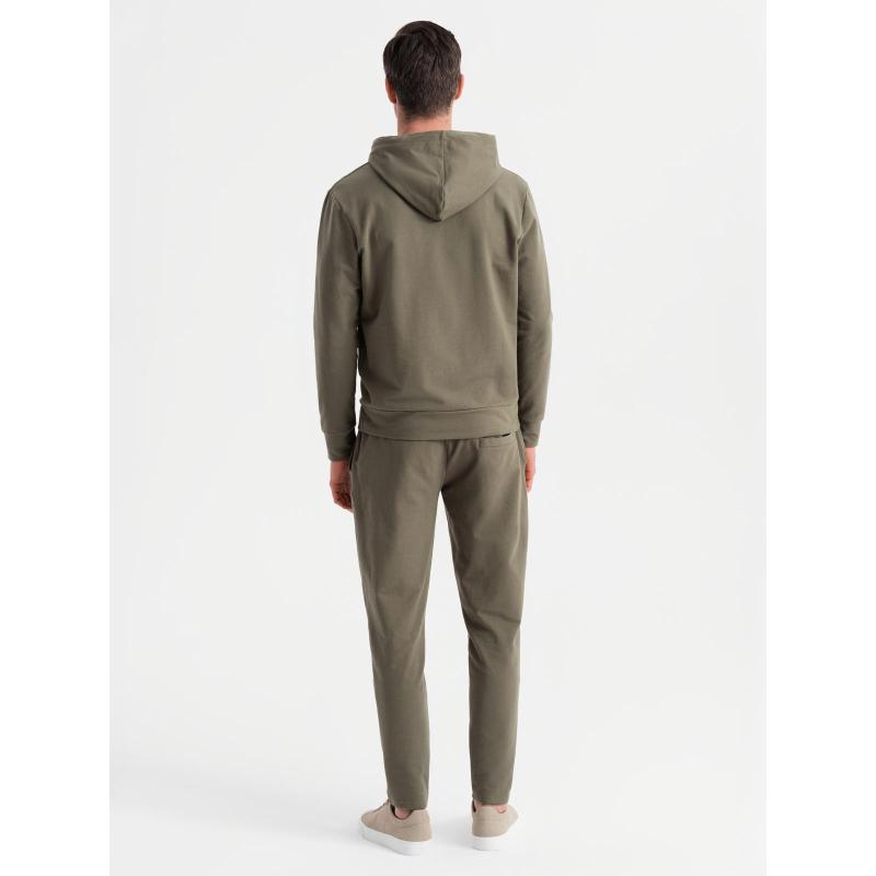 Pánská mikina s kapucí + tepláky - olivová V4 Z107