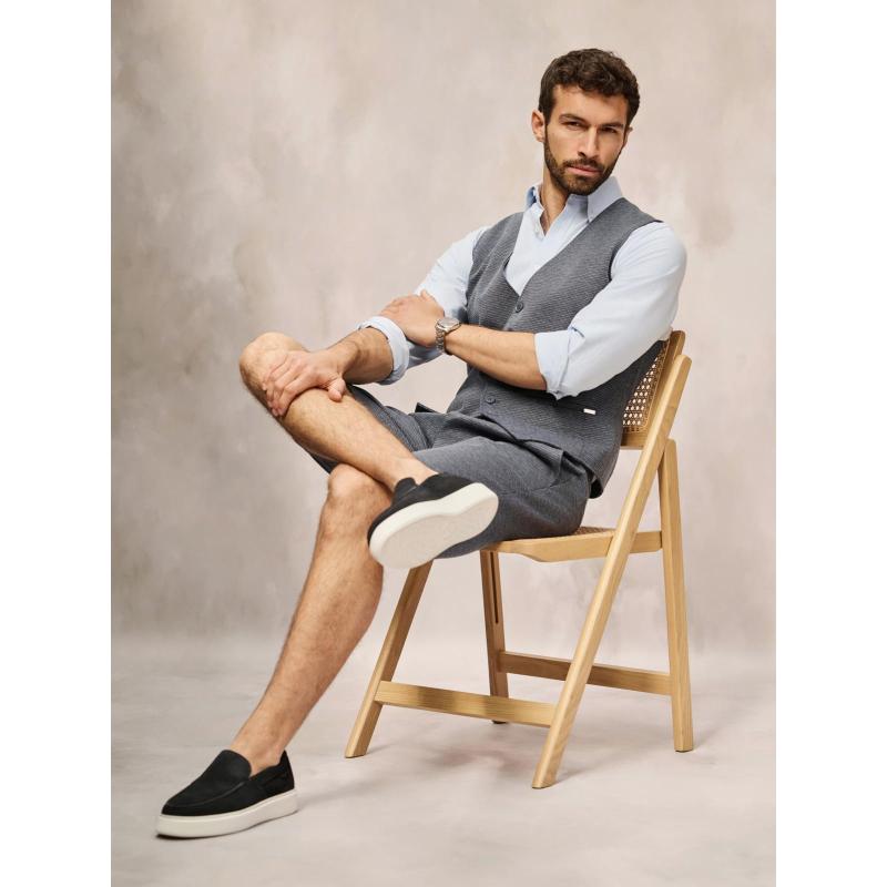 Pánská elegantní souprava vesta + kraťasy - tmavě modrá V1 Z112