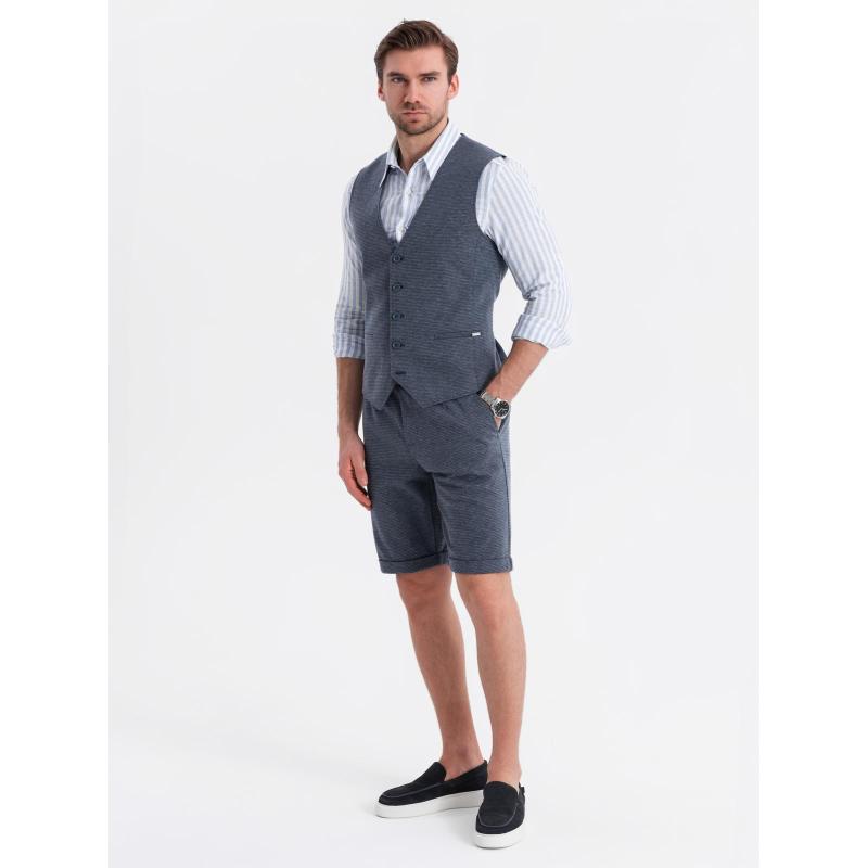 Pánská elegantní souprava vesta + kraťasy - tmavě modrá V1 Z112