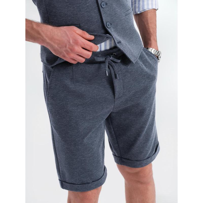 Pánská elegantní souprava vesta + kraťasy - tmavě modrá V1 Z112