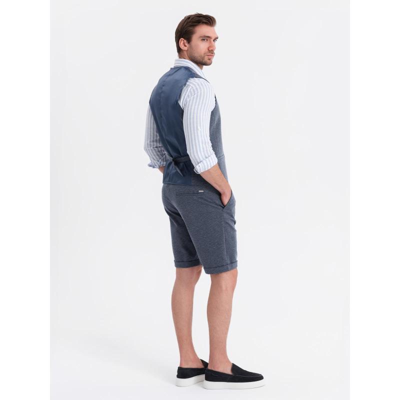 Pánská elegantní souprava vesta + kraťasy - tmavě modrá V1 Z112