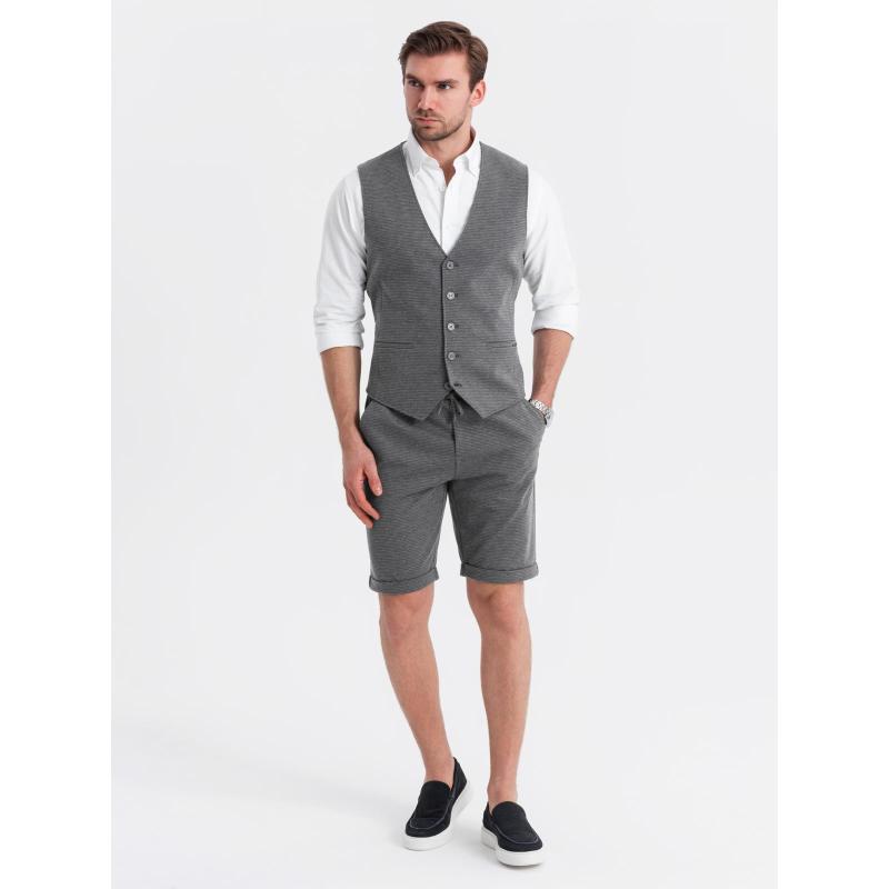 Elegantní pánská souprava vesta + kraťasy - grafitová V3 Z112