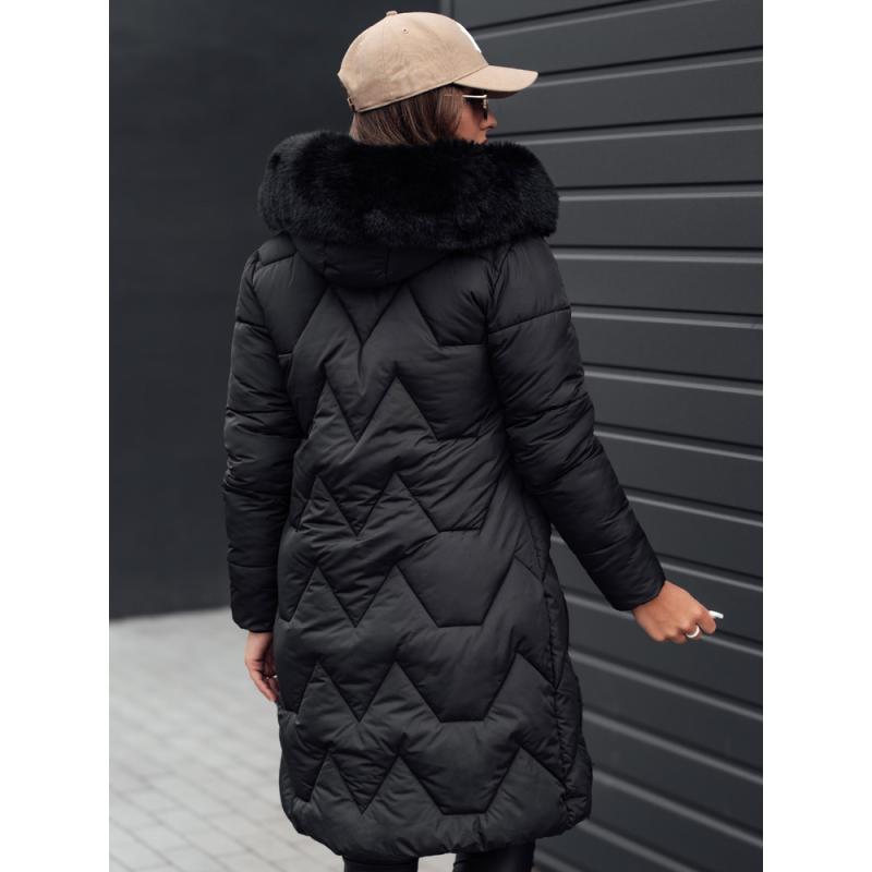 Dámská zimní bunda VEONI dlouhá prošívaná s kapucí černá