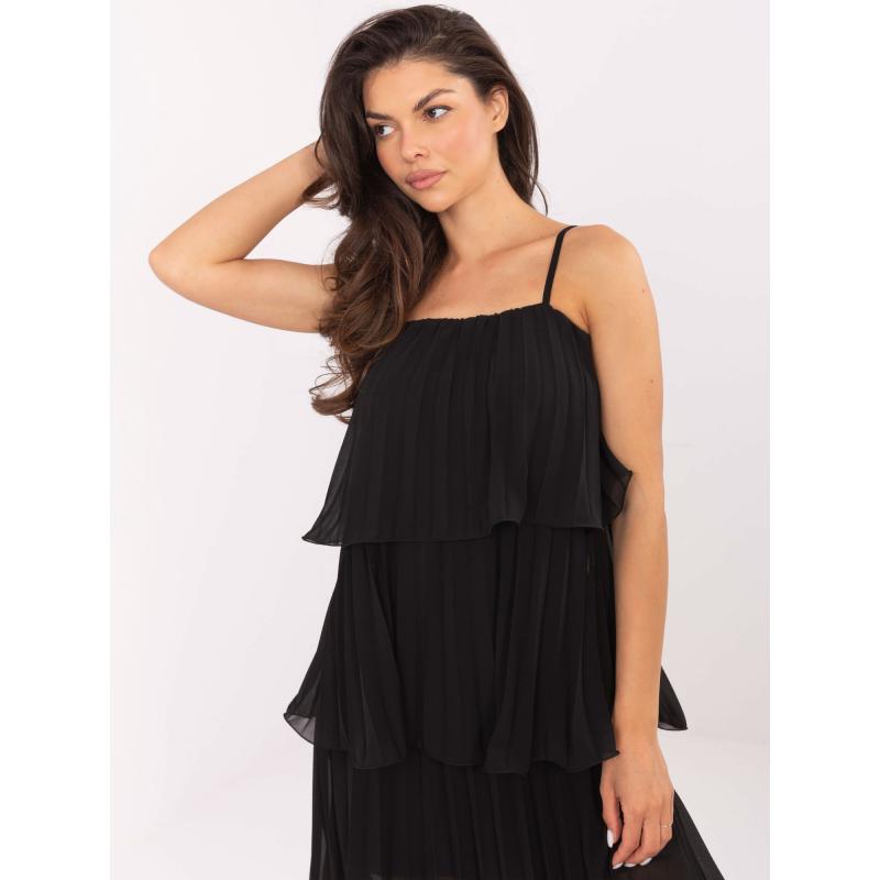 Čierne koktailové šaty bez ramienok OCH BELLA