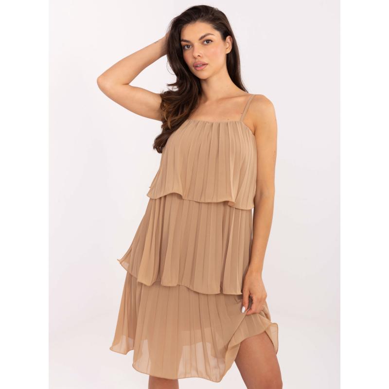 Tölgyszínű pliszírozott ruha fodrokkal OCH BELLA