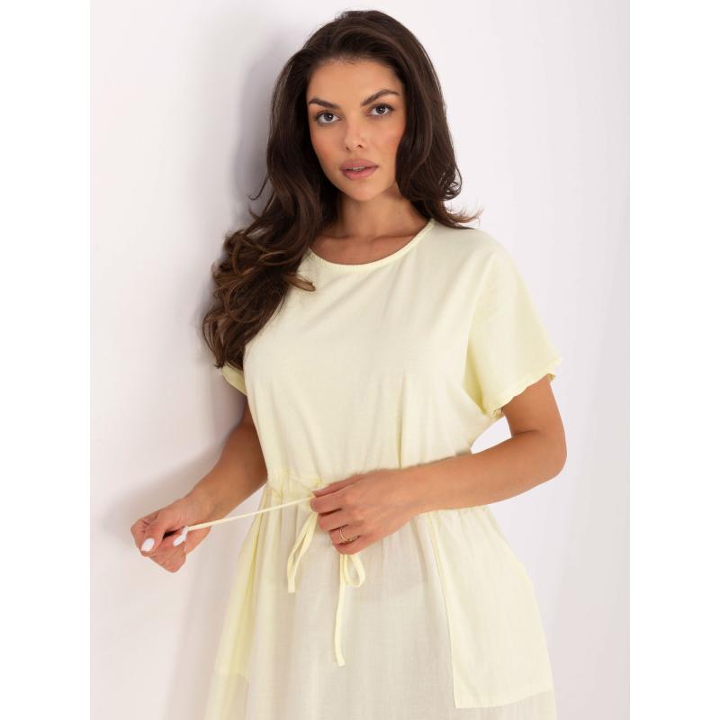 Svetložlté bavlnené midi šaty OCH BELLA