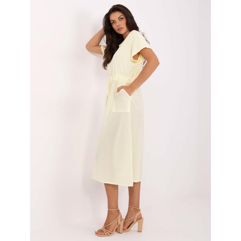 Svetložlté bavlnené midi šaty OCH BELLA